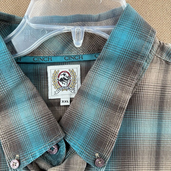 Cinch Shirt Men XXL Blue Gray Plaid Long Sleeve Cowboy Western Rodeo Button Down - Picture 4 of 8
